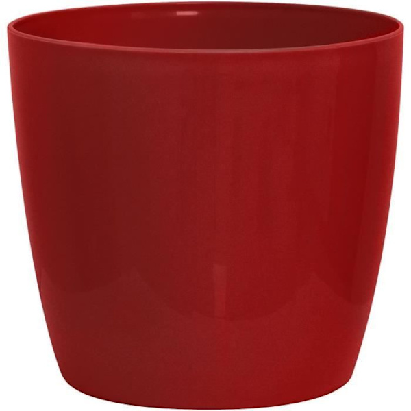 Glänsande växtkruka - GARDEN ID - Shiny Red med hjul - 30 x 27 cm - Keramisk look - Vattentät - Lätt att flytta