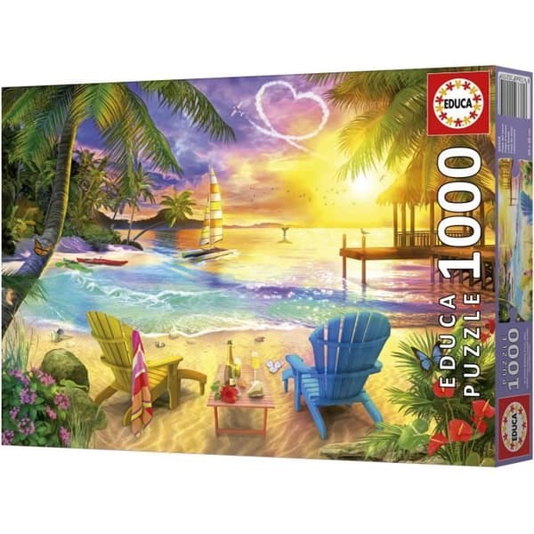 Pussel - EDUCA - Kärleksstrand - 1000 bitar - 68x48 cm - För vuxna - Naturtema