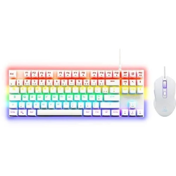 Combo Gaming Mekaniskt Tangentbord TKL + Mus - THE G-LAB - COMBO MERCURY W - Vit