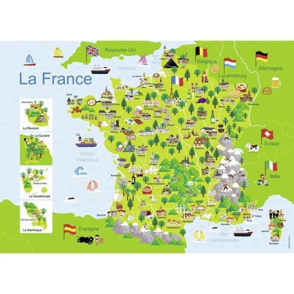 RAVENSBURGER Puzzle 100 p - Karta över Frankrike