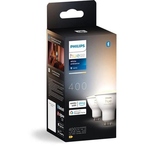 2-pack LED-lampor - PHILIPS HUE - GU10-spotlight - Varmvit till kallvit