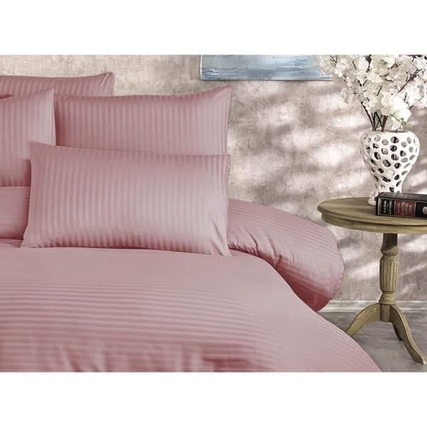 Bäddset - 1 påslakan 220 x 240 cm + 2 örngott 60 x 60 cm - 70% polyester, 30% bomull - Puderfärgad