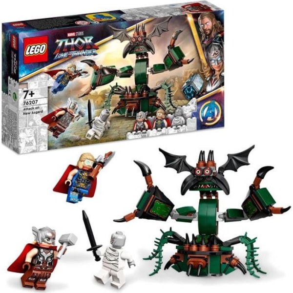 LEGO Marvel 76207 Attack on New Asgard, med Avengers Thor och Hammer minifigurer, för barn från 7 år och uppåt
