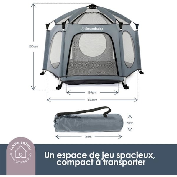 Adventure Parc Pop-Up - DREAMBABY - Tyg med bärväska - Anti-UV-överdrag (utomhusbruk) - Ø 1,3 m - H1 m