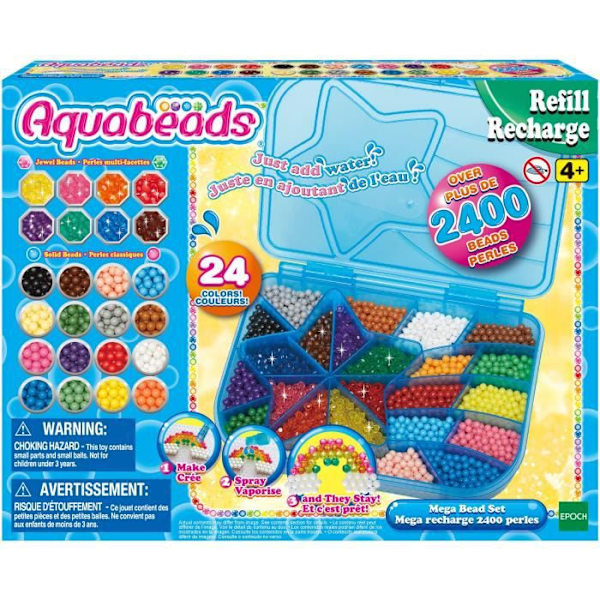 Mega refill 2400 pärlor - AQUABEADS - 31502 - 24 färger