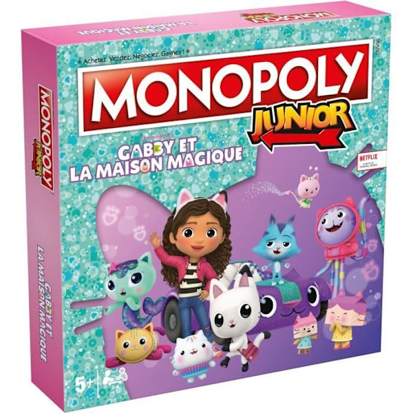 Brädspel - VINNANDE RÖTTER - Monopol Junior Gabby och det magiska huset - Barnversion Gabbys dockhus