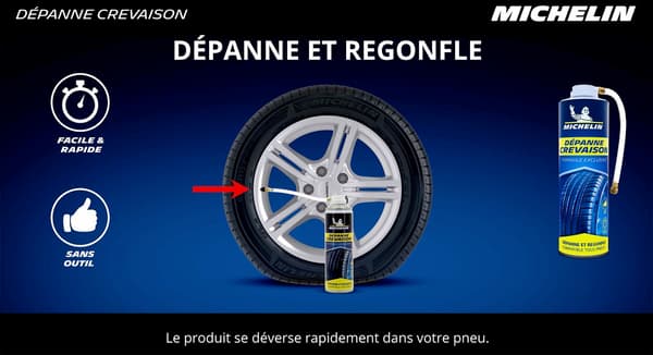Punkteringsreparation - MICHELIN - Reparerar och pumpar upp utan demontering - 500ml