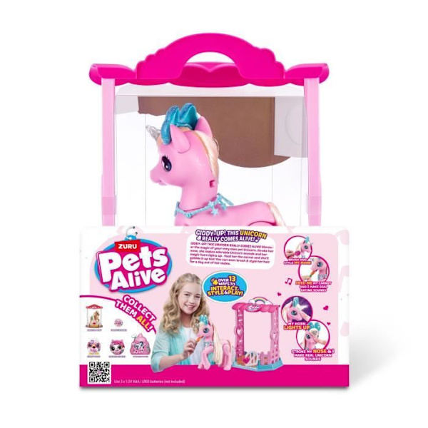 Interactive Unicorn - ZURU - My Magical Unicorn Pets Alive - 13 interaktioner och spel för att upptäcka magin i din enhörning