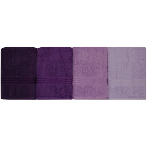Set med 4 badlakan - 70 x 140 cm - Lila