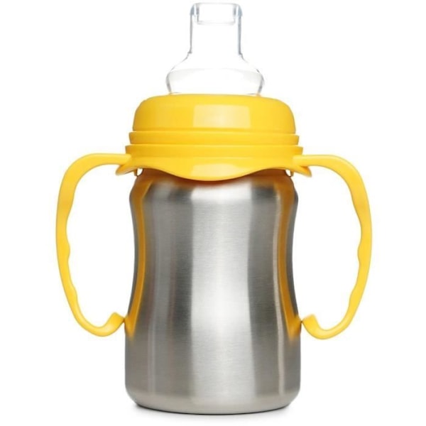 Inlärningskopp - THERMOBABY - Rostfritt stål - 180 ml - Mangogul - Ergonomisk och läcksäker
