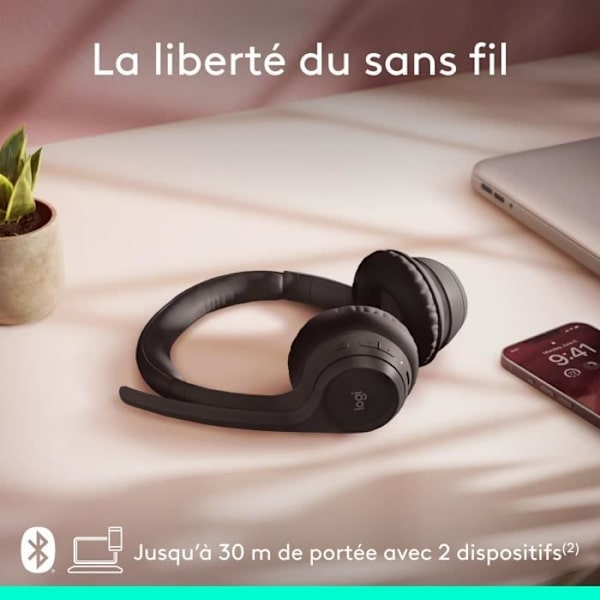 Logitech Zone 300 trådlöst Bluetooth PC-headset med brusreducerande mikrofon - Svart