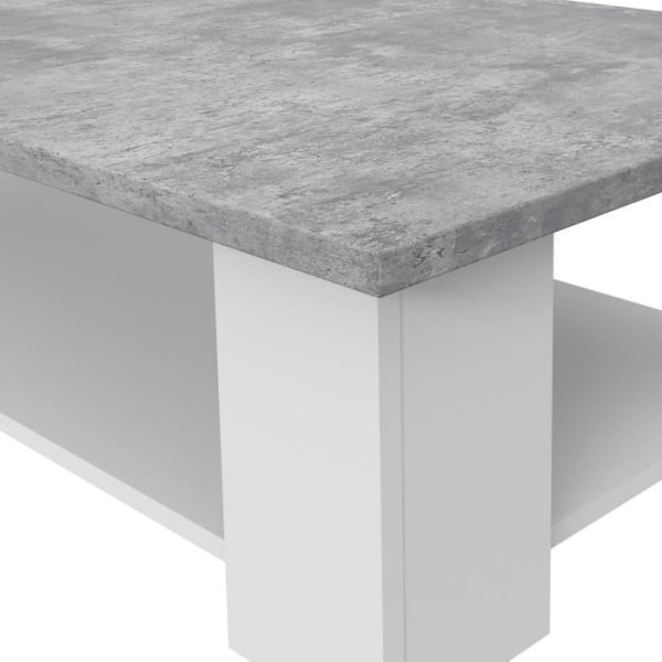 PILVI Rektangulärt soffbord - Vit och ljusgrå betong - L 110 x D 60 x H 31 cm