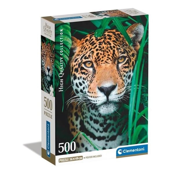 500-bitars pussel + poster: Jaguar i djungeln