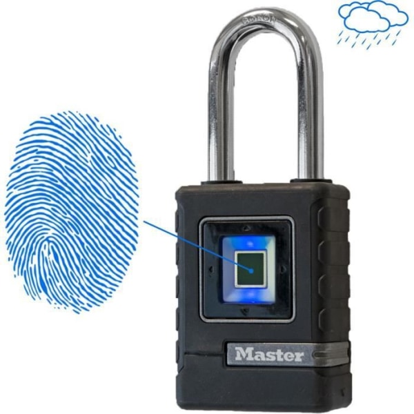 MASTER LOCK Biometrisk hänglås med hög säkerhet [Vattentät] [Fingeravtryck och riktad nödkod] 4901EURDLHCC