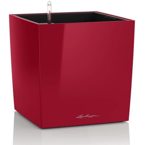 LECHUZA Cube Premium 40 blomkruka - komplett set, glänsande scharlakansröd