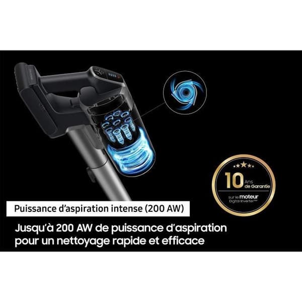 SAMSUNG Jet 75E Turbo - Sladdlös stavdammsugare - 200 AW effekt - Turbo Action-borste