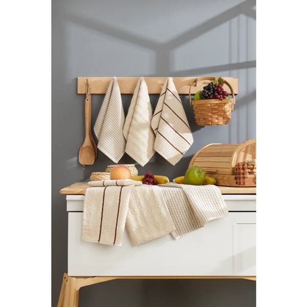Set med 6 badhanddukar - 30 x 50 cm - Beige