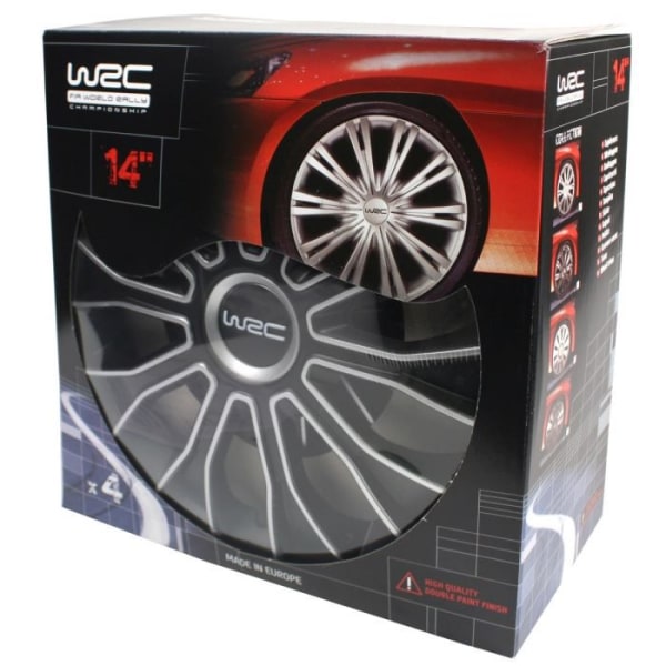 Låda med 4 WRC Bicolor 14 'hubcaps