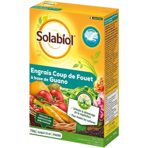 SOLABIOL SOGUA750N Boost-gödselmedel baserad på Guano Marin - 12 X 750g