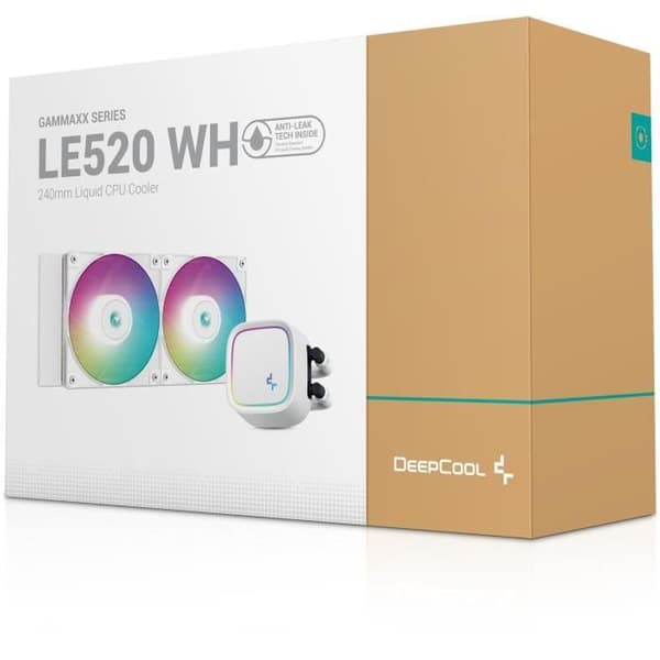 Vattenkylning AIO - DEEPCOOL LE520 - 2x 120 mm ARGB-fläktar - Vit