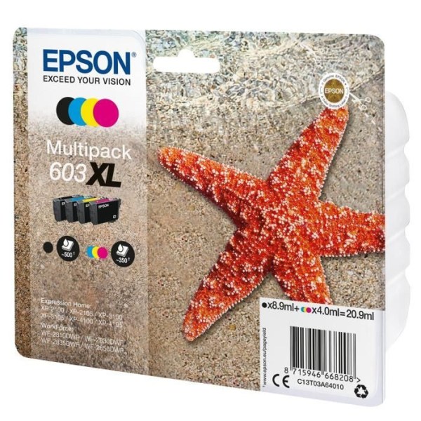EPSON 4 färg 603XL bläckpatron med flera förpackningar - Svart, Cyan, Magenta, Gul