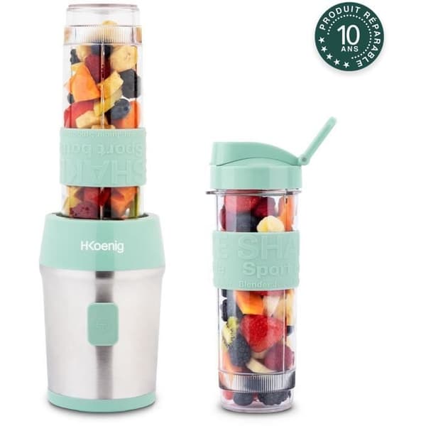 Minimixer - SMOO18 - 300 W - 570 mL - Pastellgrön - 2 flaskor ingår