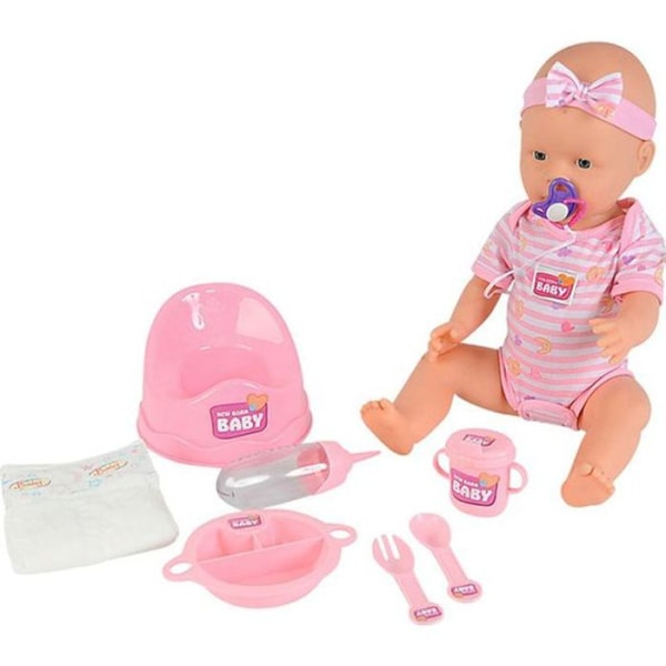 NYTT FÖDT BABY Pink Baby Doll 43cm Drink Pee