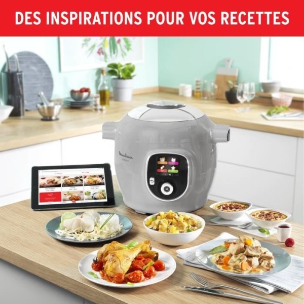 MOULINEX Cookeo Intelligent högtrycksmultikokare, 6 L, 80 integrerade recept, Intuitiv, Dedikerad applikation CE854B10