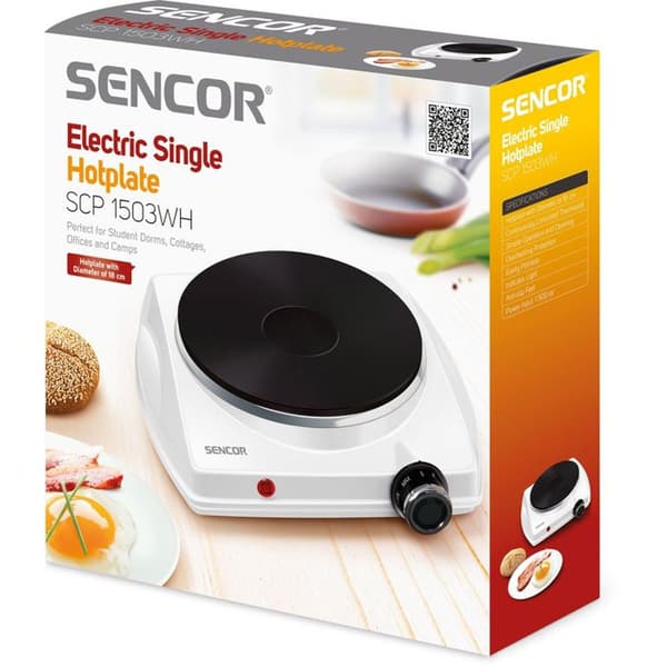 Sencor SCP 1503WH-EUE4 elektrisk kokplatta 1500 W Vit med svarta detaljer one size