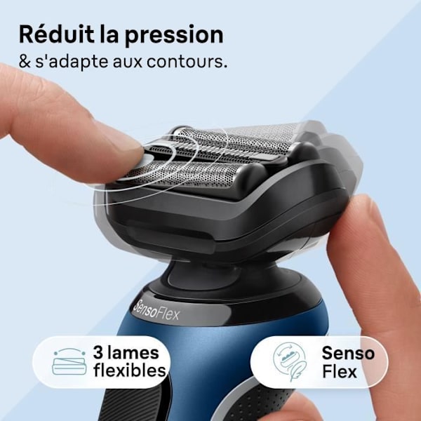 Rakapparat - BRAUN - Serie 6 61-B1200s - 50 min batteritid - Vattentät - Svart/Blå