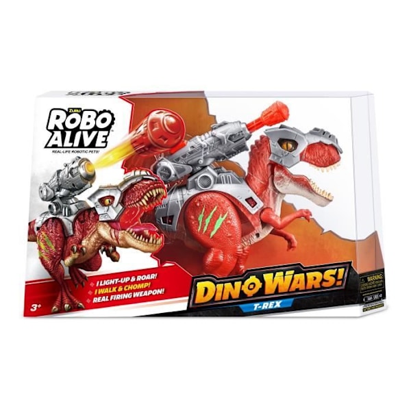 Interaktiv dinosaurie - ZURU - ROBO ALIVE Dino Wars T-Rex - Walks and Roars - Defensiv rustning - Missile Launcher