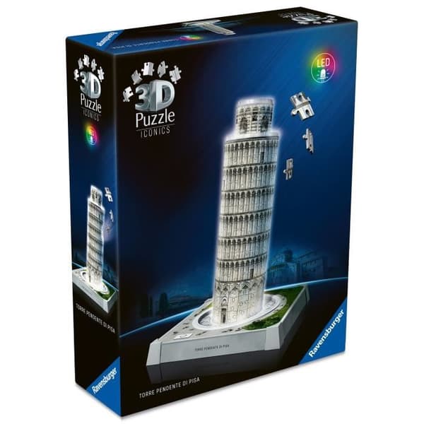 Iconics 3D-pussel - Upplysta lutande tornet i Pisa