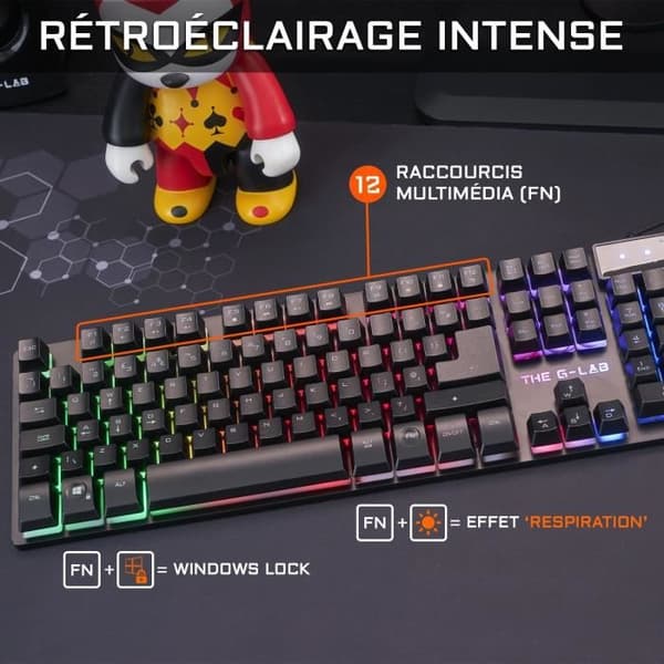 Kombination KRYPTON - THE G -LAB - Retro Wired Gaming Keyboard and Mouse Pack - RGB Lighting