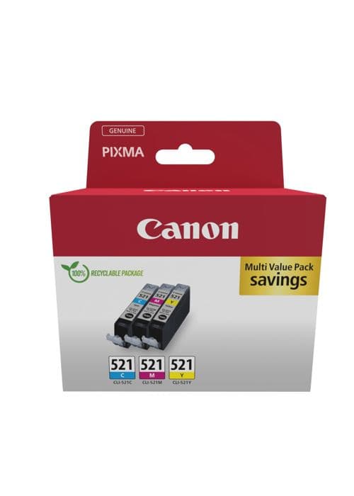 Flerpack bläckpatroner - CANON - CLI-521 Cyan/Magenta/Gul