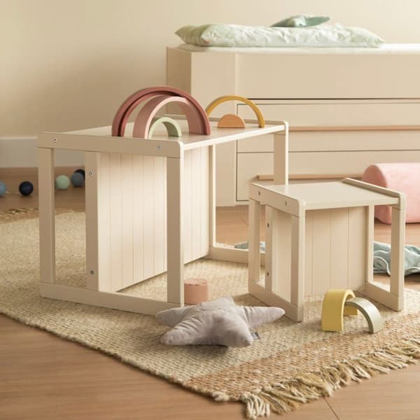 Justerbar barnpall - ROBA - 3 höjdinställningar - Lantlig stil - Beige / Kashmir