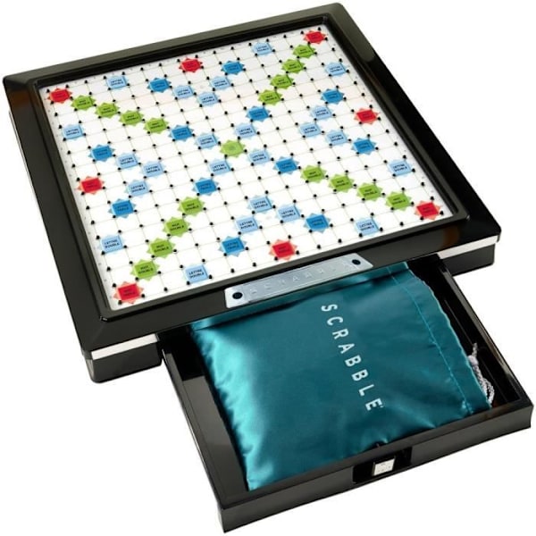 SCRABBLE - Scrabble Deluxe - Brädspel - Scrabble svart & silver med vridbart bräde och hack