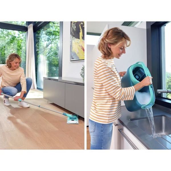 LEIFHEIT Clean Twist M Ergo mobil 52121 Golvrengöringssats - Golvmopp med lock, lättsnurrbar hink, hjul