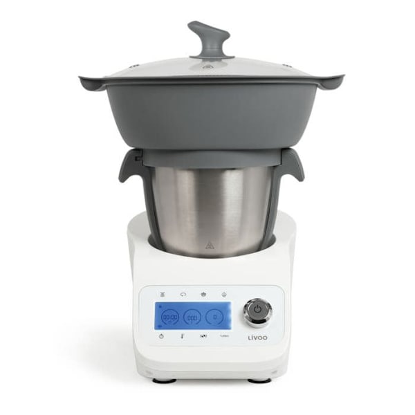 LIVOO DOP219W - Super Cooker multifunktionsrobot - 12 hastigheter - 125 till 5000 rpm - 3,5 l rostfritt stålskål - 1000W - Vit