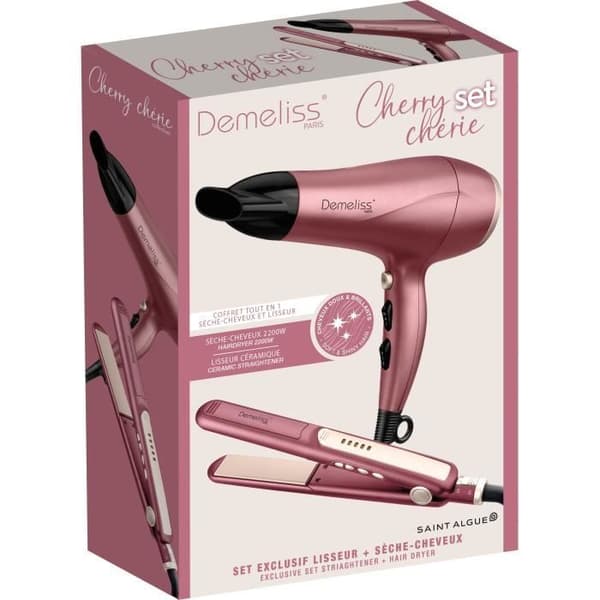 Plattång + hårtorkset - DEMELISS - 2200 W - Cherry Chérie
