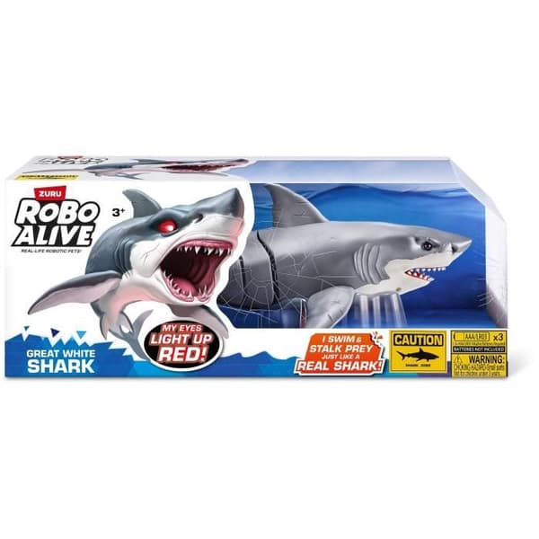 Interactive Toy - ZURU - Shark Attack Robo Alive - Great White Shark med realistiska rörelser och glödande ögon