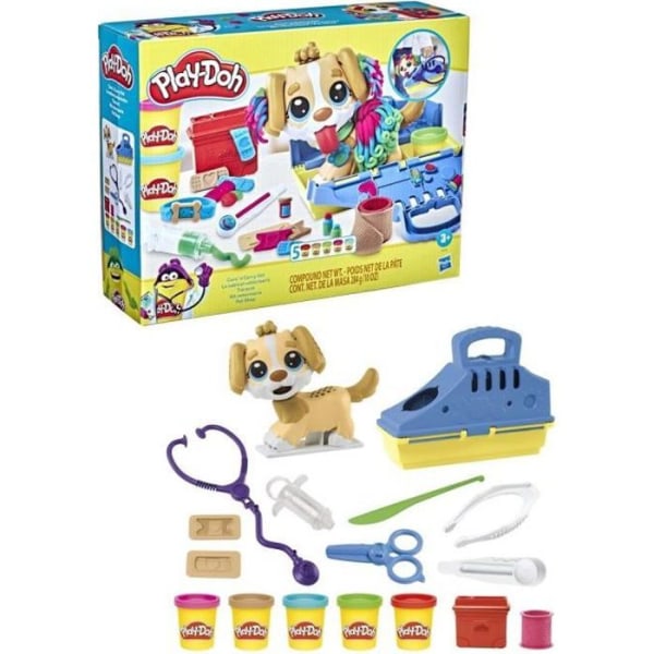 PLAY-DOH - Box - Veterinärpraktiken med hund, fodral, 10 verktyg och 5 färger