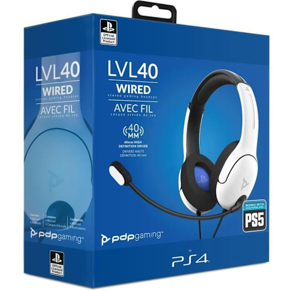 PDP - LVL40 Trådbundet Gamingheadset för PS4 och PS5 - Vit