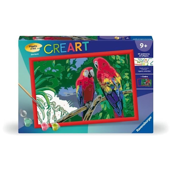 CreArt Kids 31x21cm papegojor, Paint by Numbers Kit, Ages 7+, 25854, Ravensburger