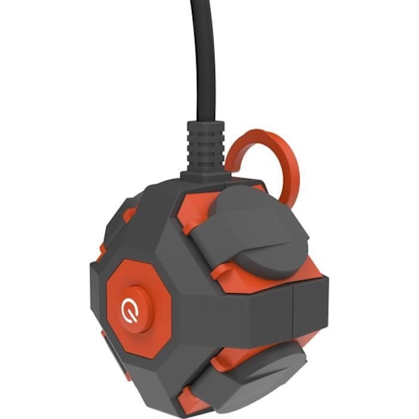 Power Globe - QUARX - IP44 - 4 uttag, strömbrytare, 3m kabel