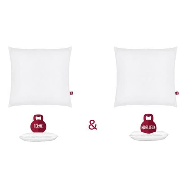 ABEIL Uppsättning av 2 DUBBELA KOMFORT kuddar 100% bomull 60x60cm