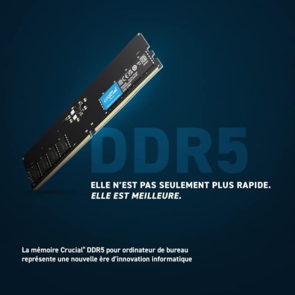 RAM-minne - CRUCIAL - DDR5-4800 UDIMM-kit - 64 GB: 2x32 GB (CT2K32G48C40U5)