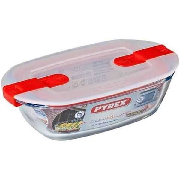 PYREX - COOK & HEAT - Rektangulär glaslåda med lock 17 * 10 cm