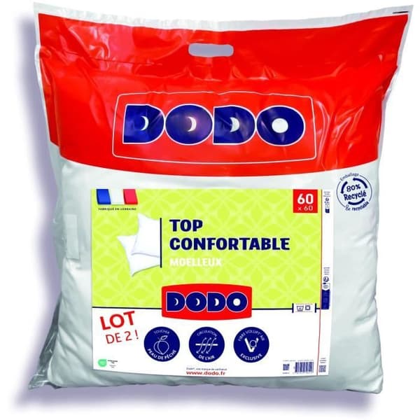 DODO - Set med 2 kuddar - Bekväm - 60 x 60 cm - 100% polyester VOLUPT'AIR - Vit