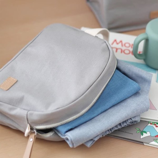 BEABA, pärlgrå babynecessär i canvas