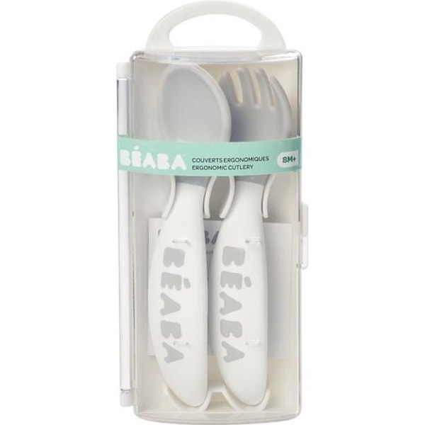 BEABA, Set med 2 ergonomiska bestick 2nd age, Light Mist